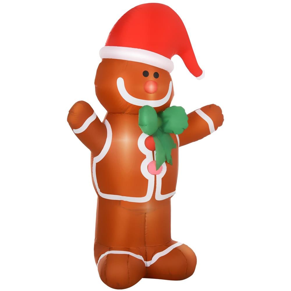Omino Pan di Zenzero Gonfiabile 183cm, Luci LED Integrate, Decorazione Natalizia da Esterno - Foto 1