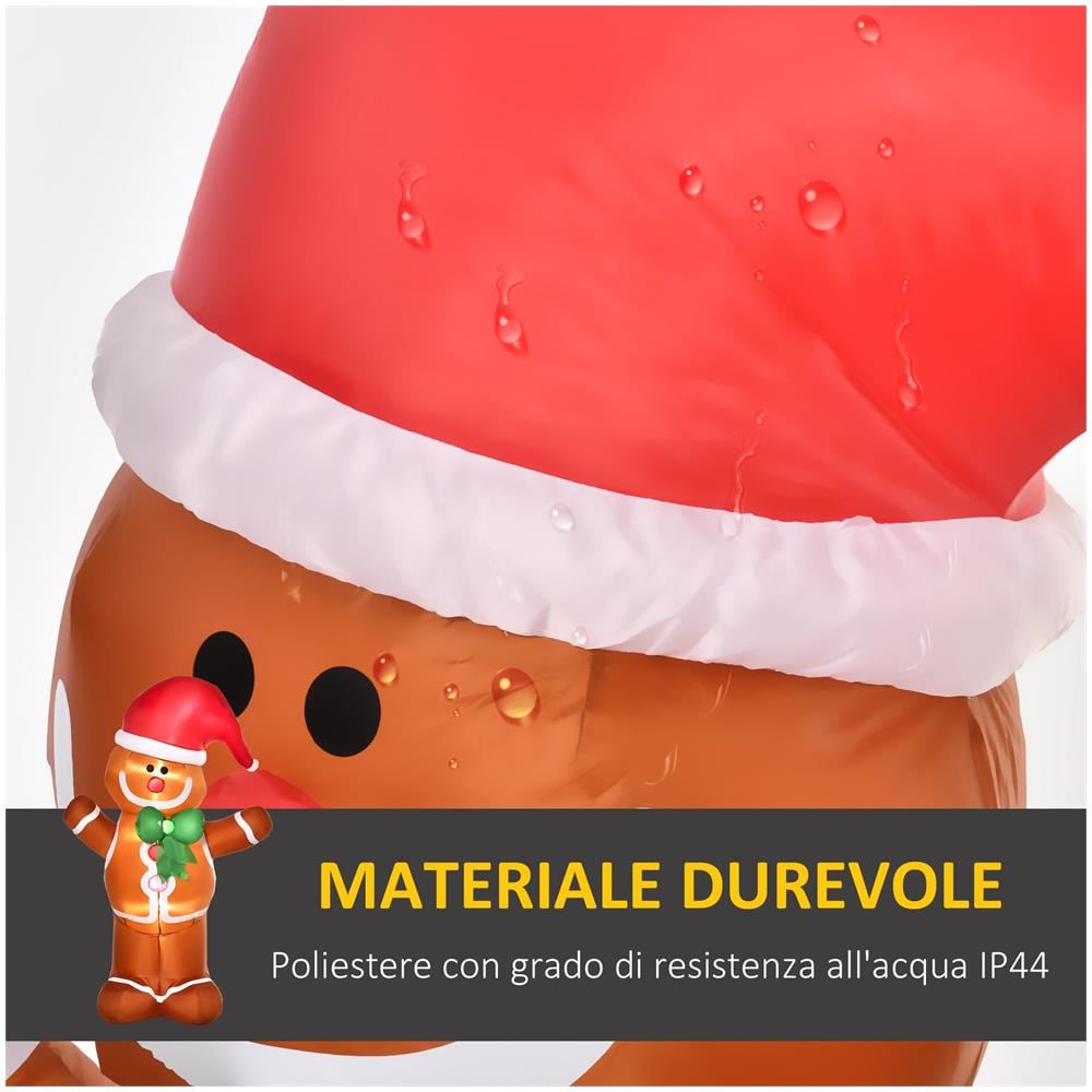 Omino Pan di Zenzero Gonfiabile 183cm, Luci LED Integrate, Decorazione Natalizia da Esterno - Foto 6