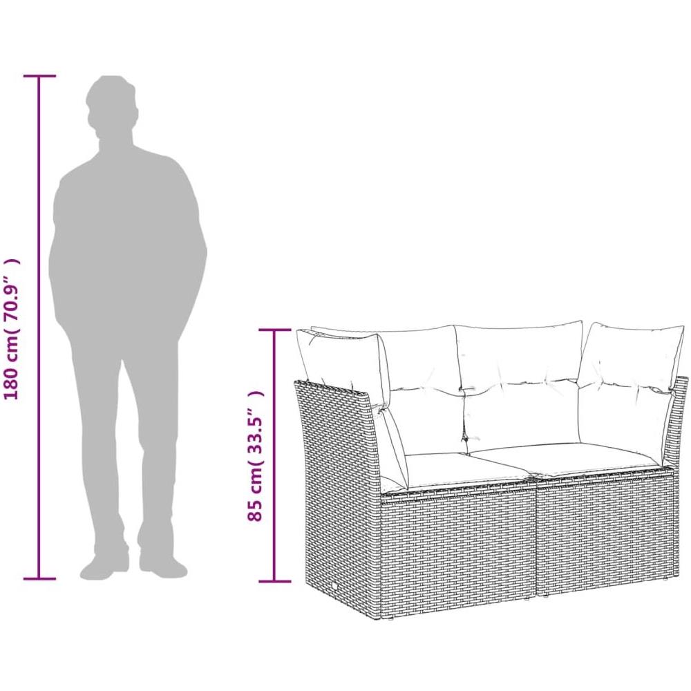 Divano da Giardino con Cuscini a 2 Posti Nero in Polyrattan - Foto 10