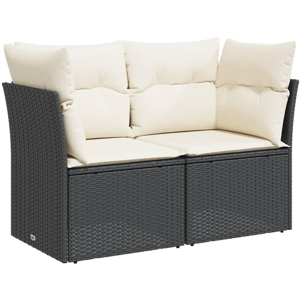 Divano da Giardino con Cuscini a 2 Posti Nero in Polyrattan - Foto 1