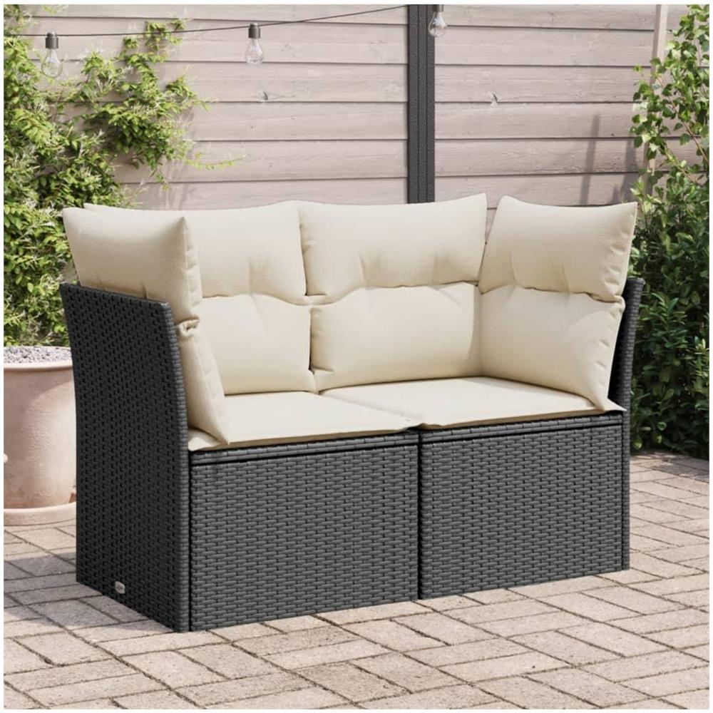 Divano da Giardino con Cuscini a 2 Posti Nero in Polyrattan - Foto 2