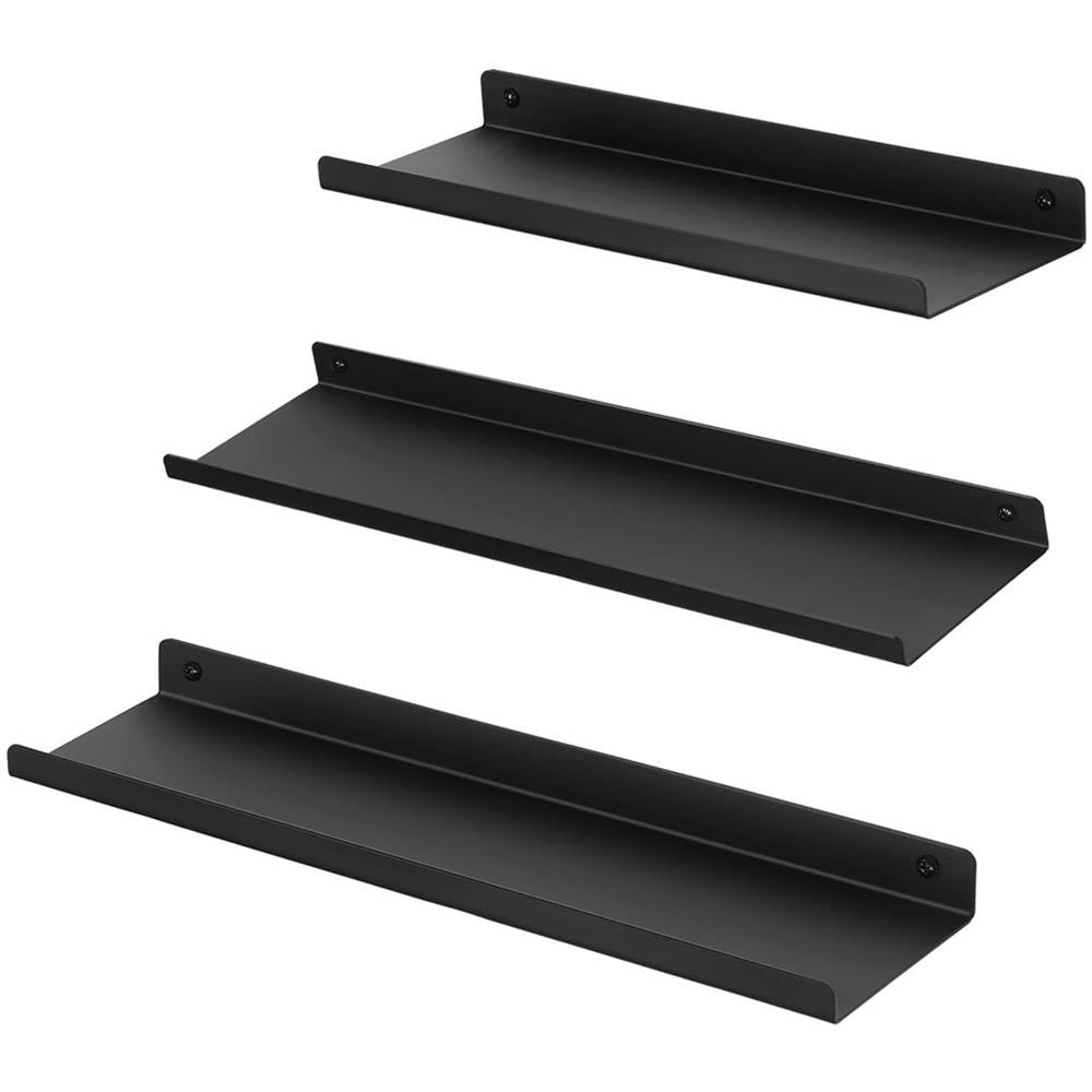 Mensole da parete in metallo nero per soggiorno, ufficio, camera da letto - LFS12BK x3 - Foto 1