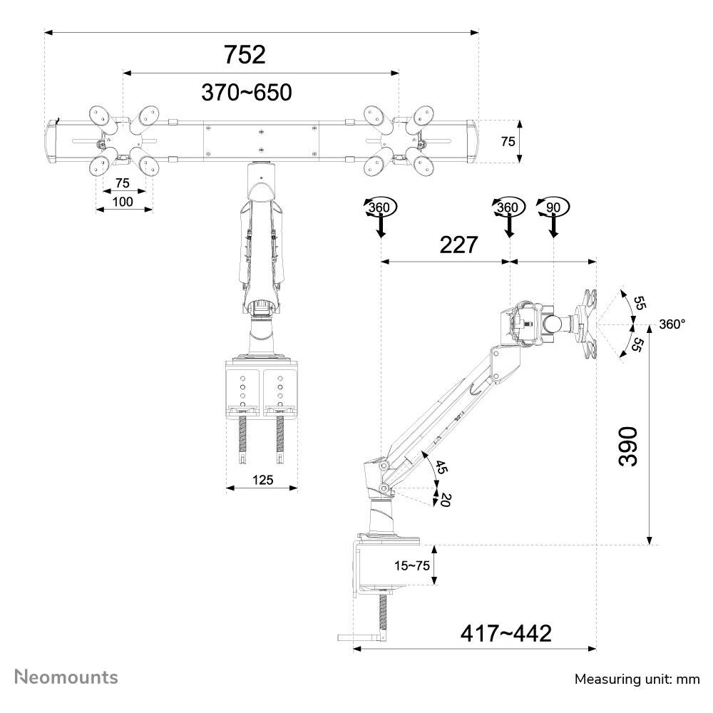 FPMA-D940D Supporto da Scrivania per Doppio Monitor - Foto 3