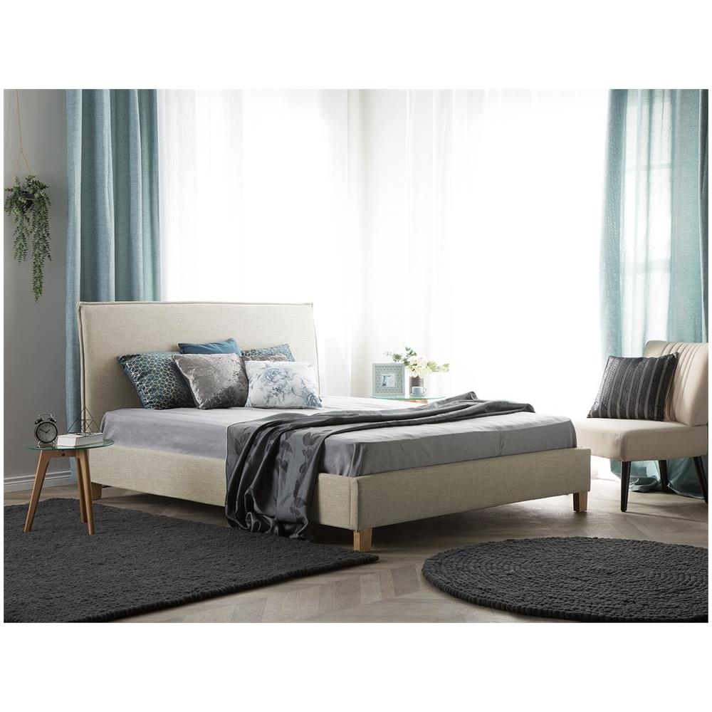 Letto In Tessuto Beige 160 X 200 Cm Sennez - Foto 2