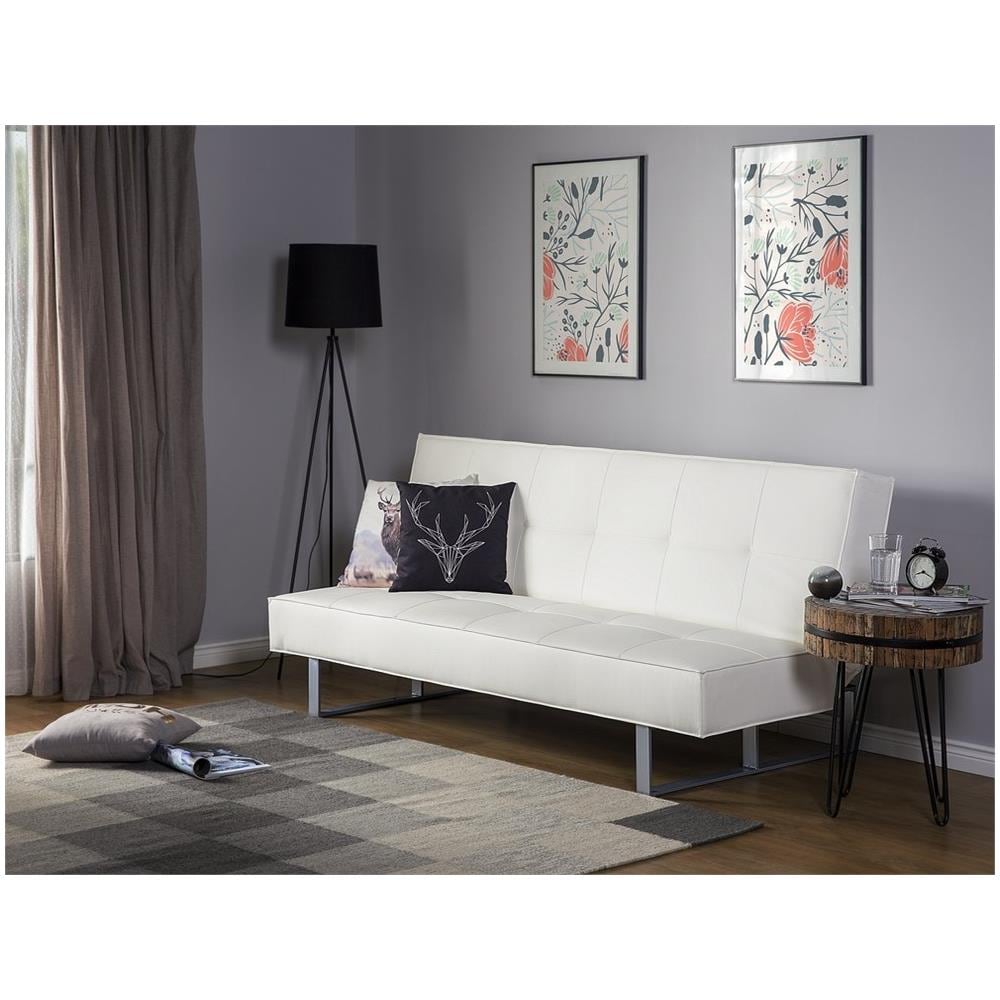 Divano Letto In Pelle Sintetica Bianca 189 Cm Derby Piccolo - Foto 1