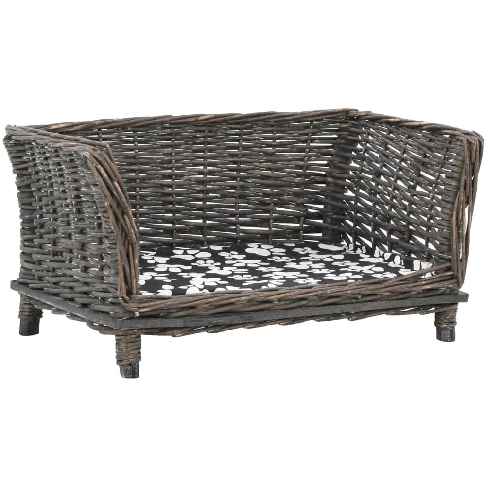 Cesta Per Cani Con Cuscino Grigio 50x33x35 Cm Salice Naturale - Foto 1