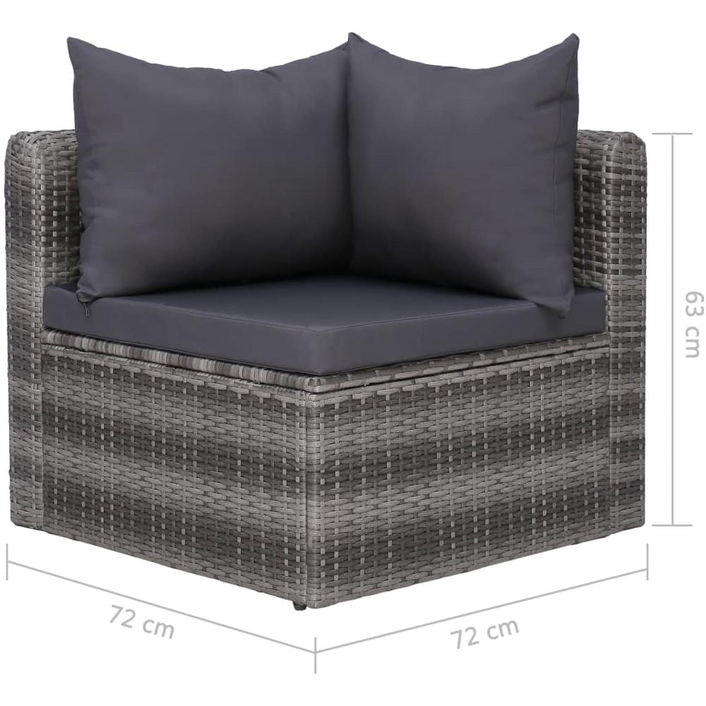 Set Divani Da Giardino 3 Pz Con Cuscini Grigio In Polyrattan - Foto 7
