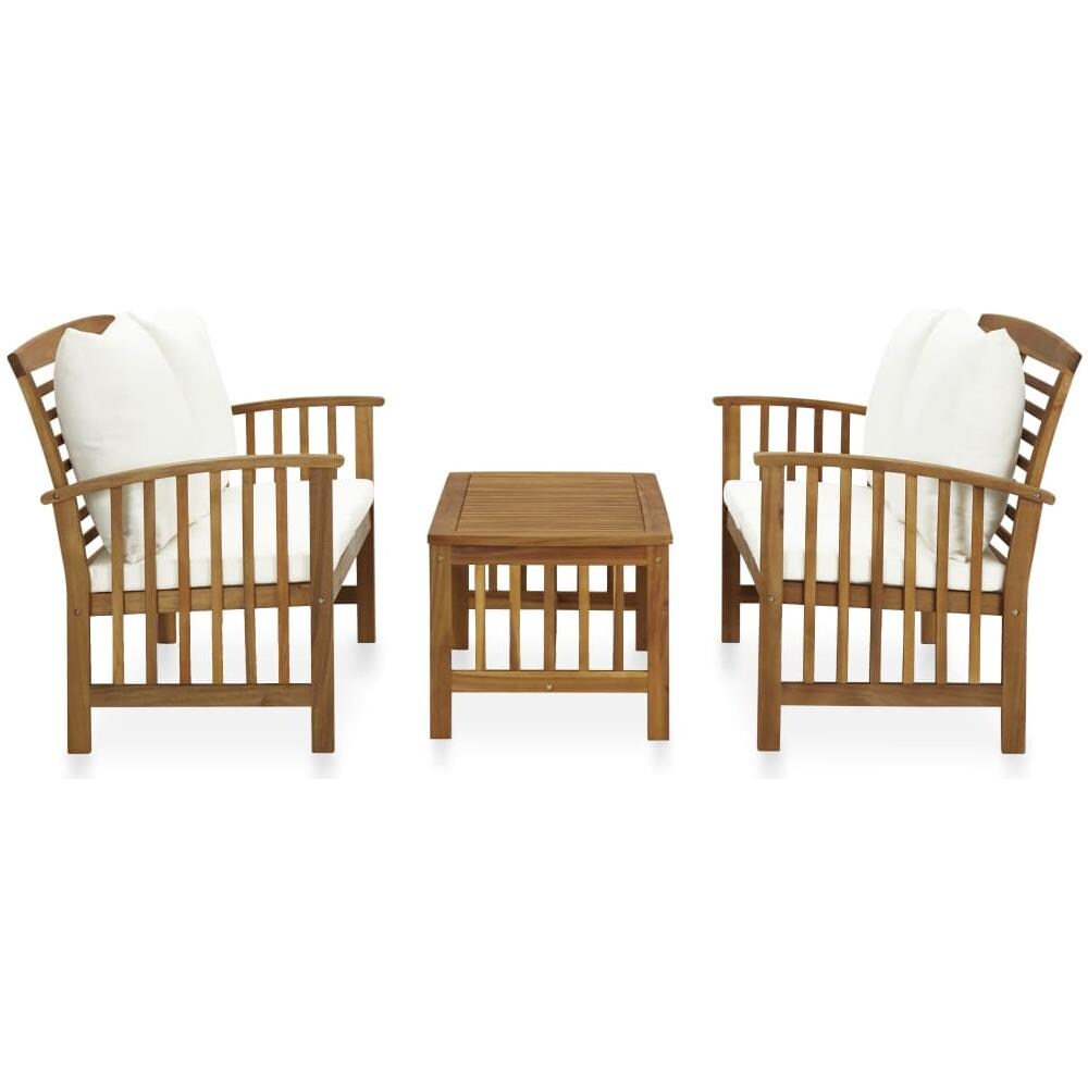 Set Divani Da Giardino 3 Pz Con Cuscini In Massello Di Acacia - Foto 2