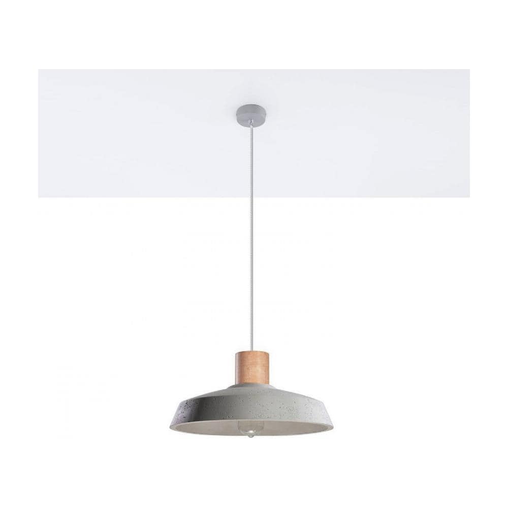 Sospensione A Soffitto 1 Luce Cupola Bianco, Legno Naturale, E27 - Foto 2