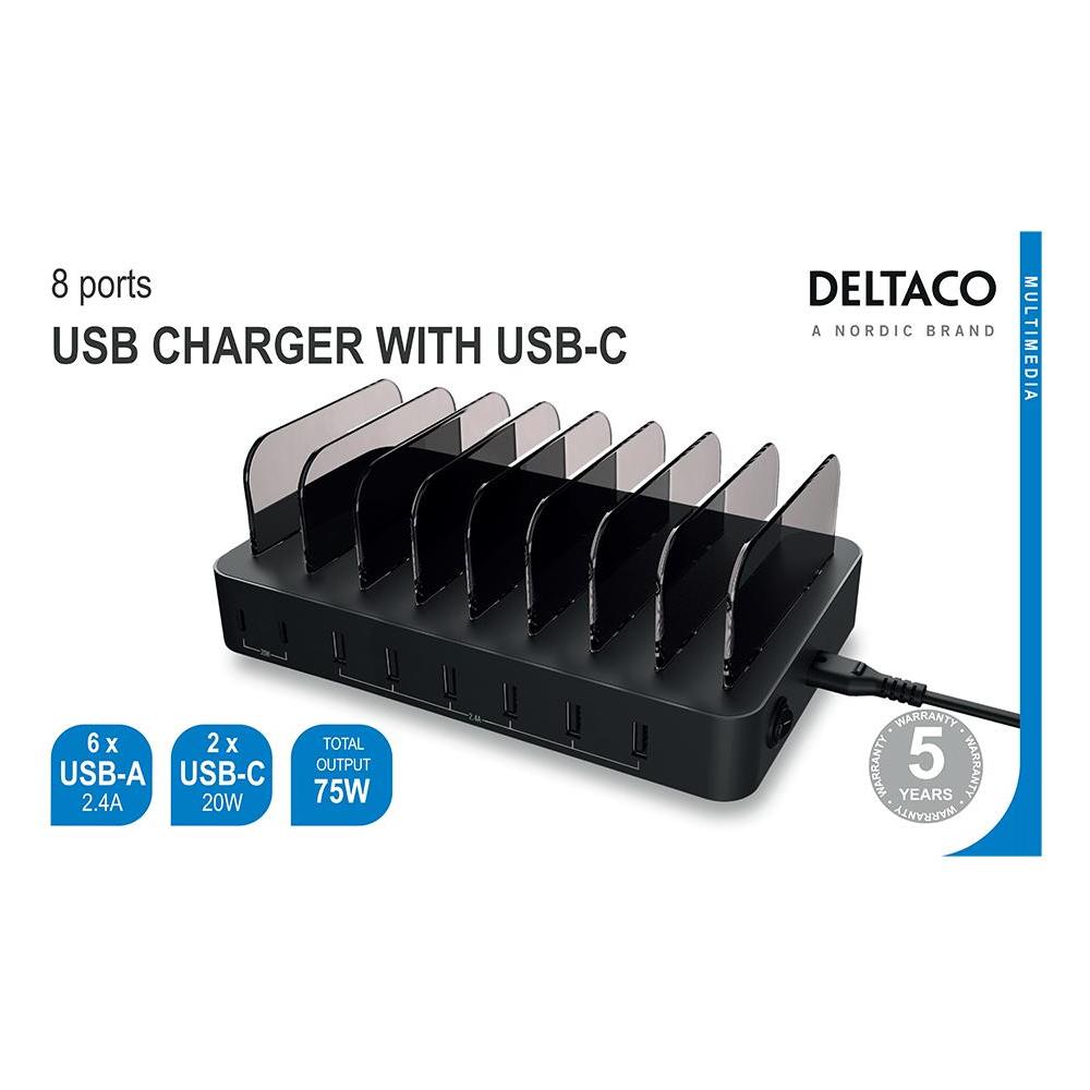 Usb Stazione Di Ricarica 6 Usb-a, 2 Usb-c Pd 75w - Foto 4