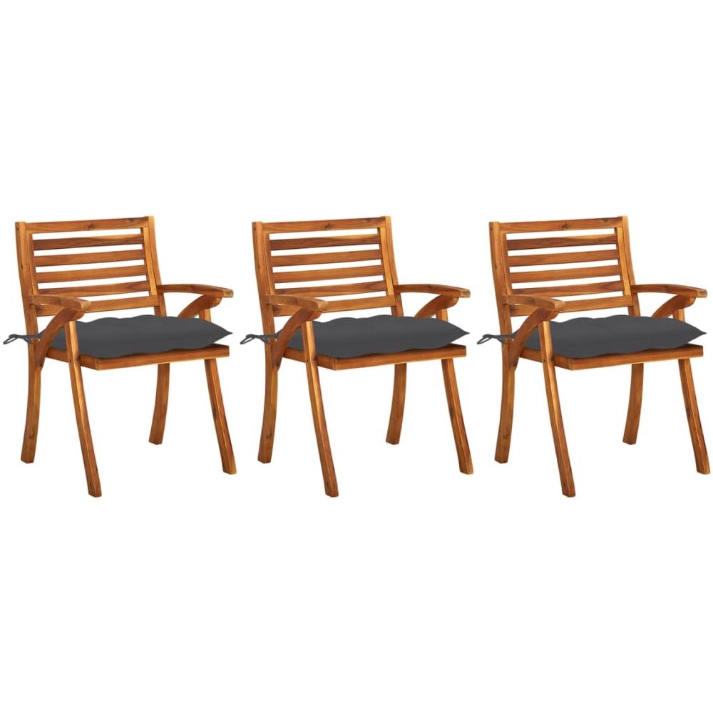 Sedie da Pranzo da Giardino con Cuscini 3 pz Massello di Acacia - Foto 1