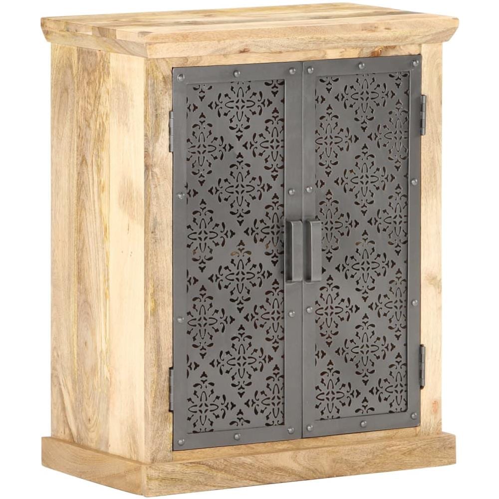 Credenza Con Ante In Acciaio 60x35x75 Cm In Massello Di Mango - Foto 1