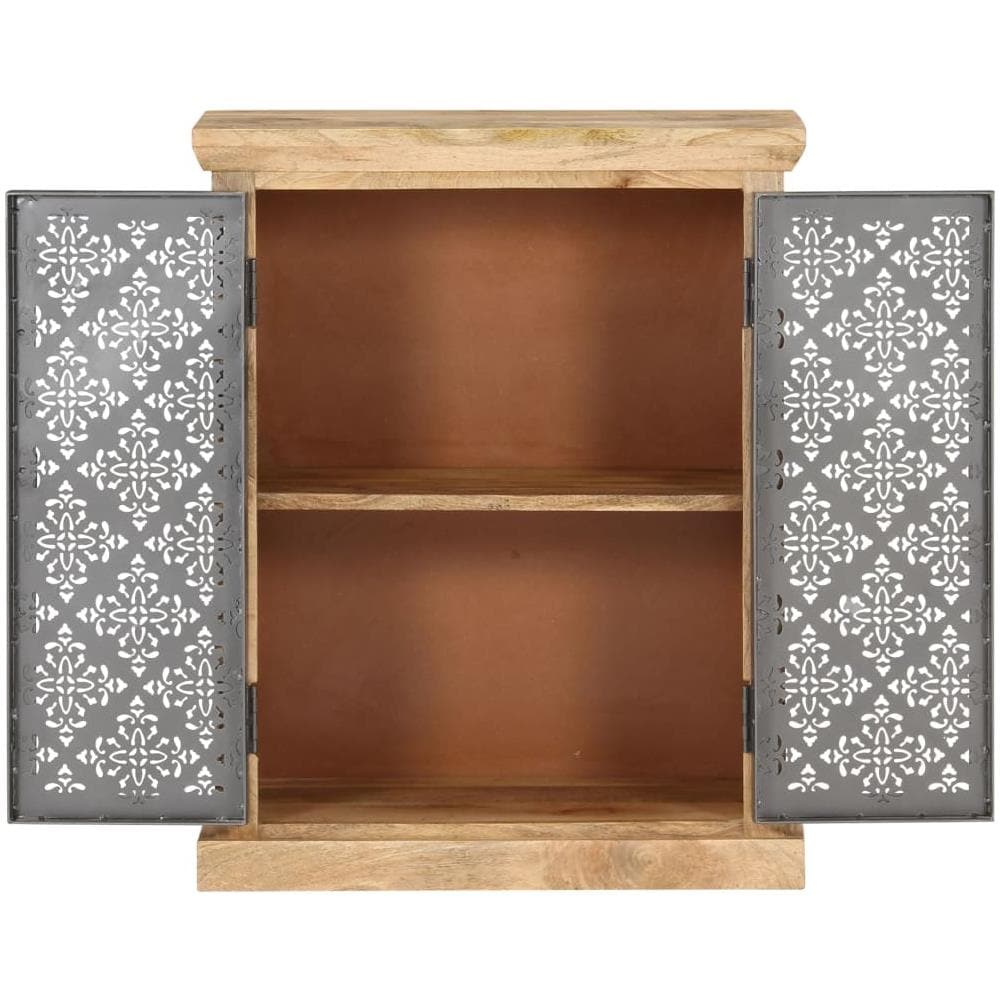 Credenza Con Ante In Acciaio 60x35x75 Cm In Massello Di Mango - Foto 4
