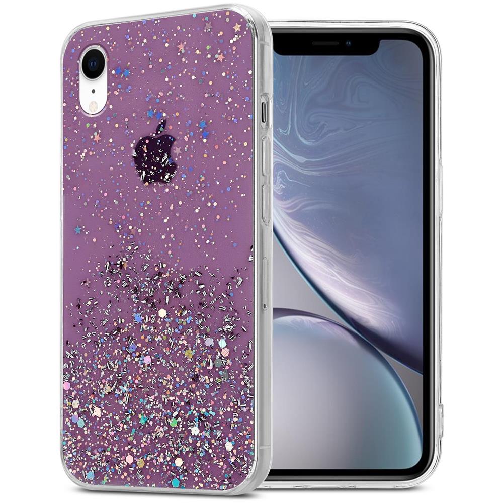 Cadorabo Custodia Compatibile Con Apple Iphone Xr In Viola Con Glitter - Coperchio Protettivo In Silicone Tpu Flessibile Con Glitter Scintillanti - Foto 1