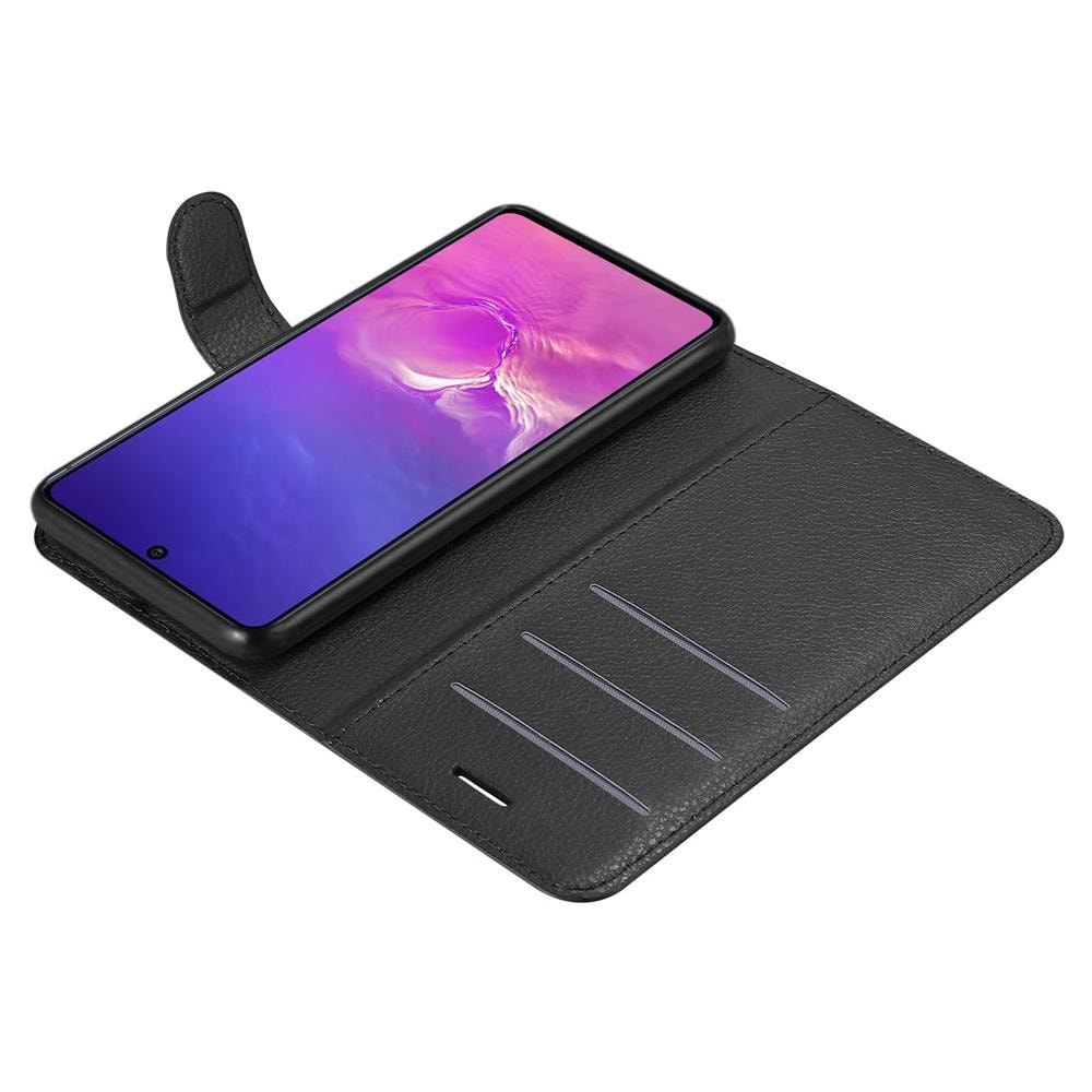 Custodia Compatibile Con Samsung Galaxy A91 In Nero Carbone - Coperchio Protettiva Con Chiusura Magnetica, Funzione Stand E Tasca Per Le Carte - Foto 8