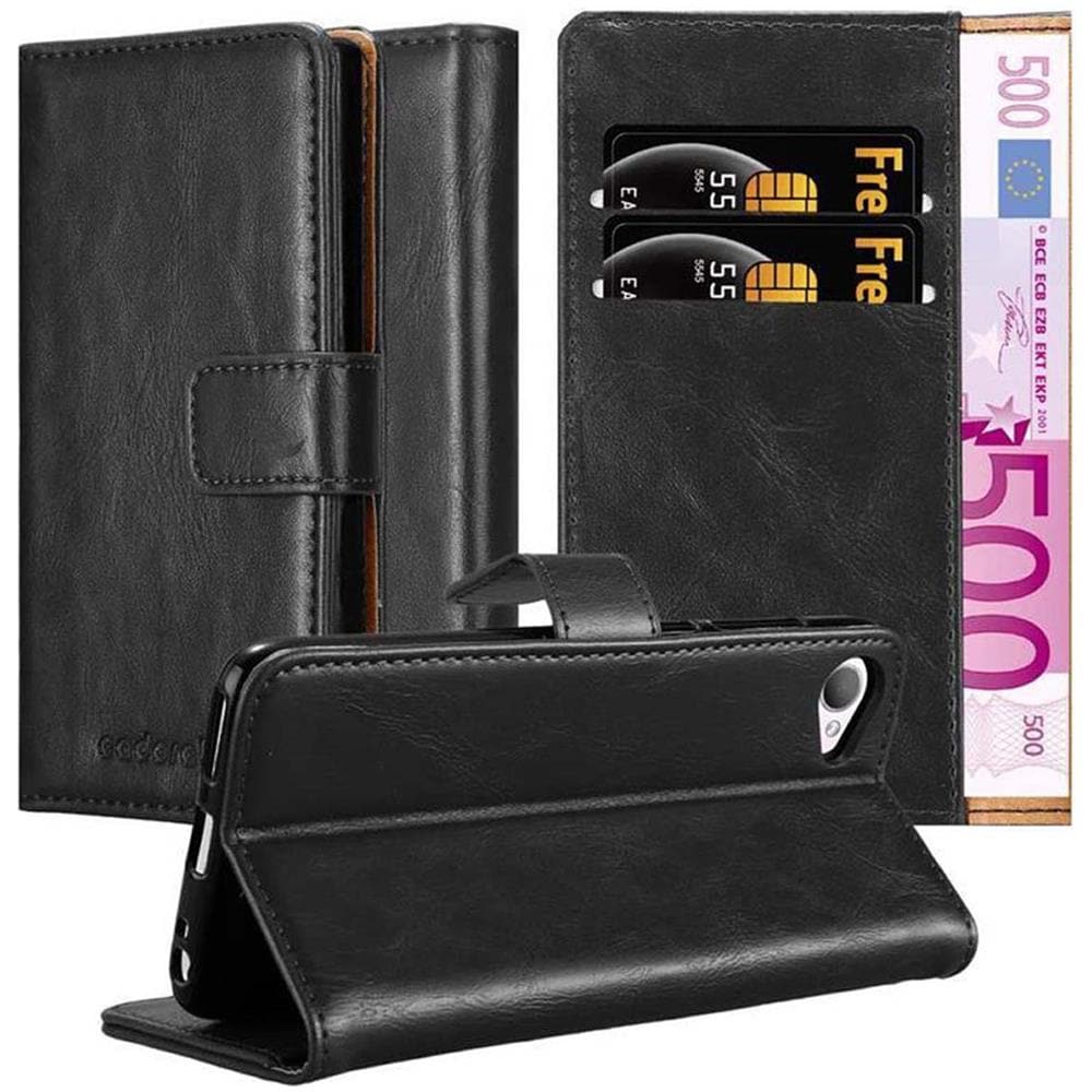 Custodia Compatibile Con Htc Desire 12 In Nero Grafite - Coperchio Protettiva Con Chiusura Magnetica, Funzione Stand E Tasca Per Le Carte - Foto 1