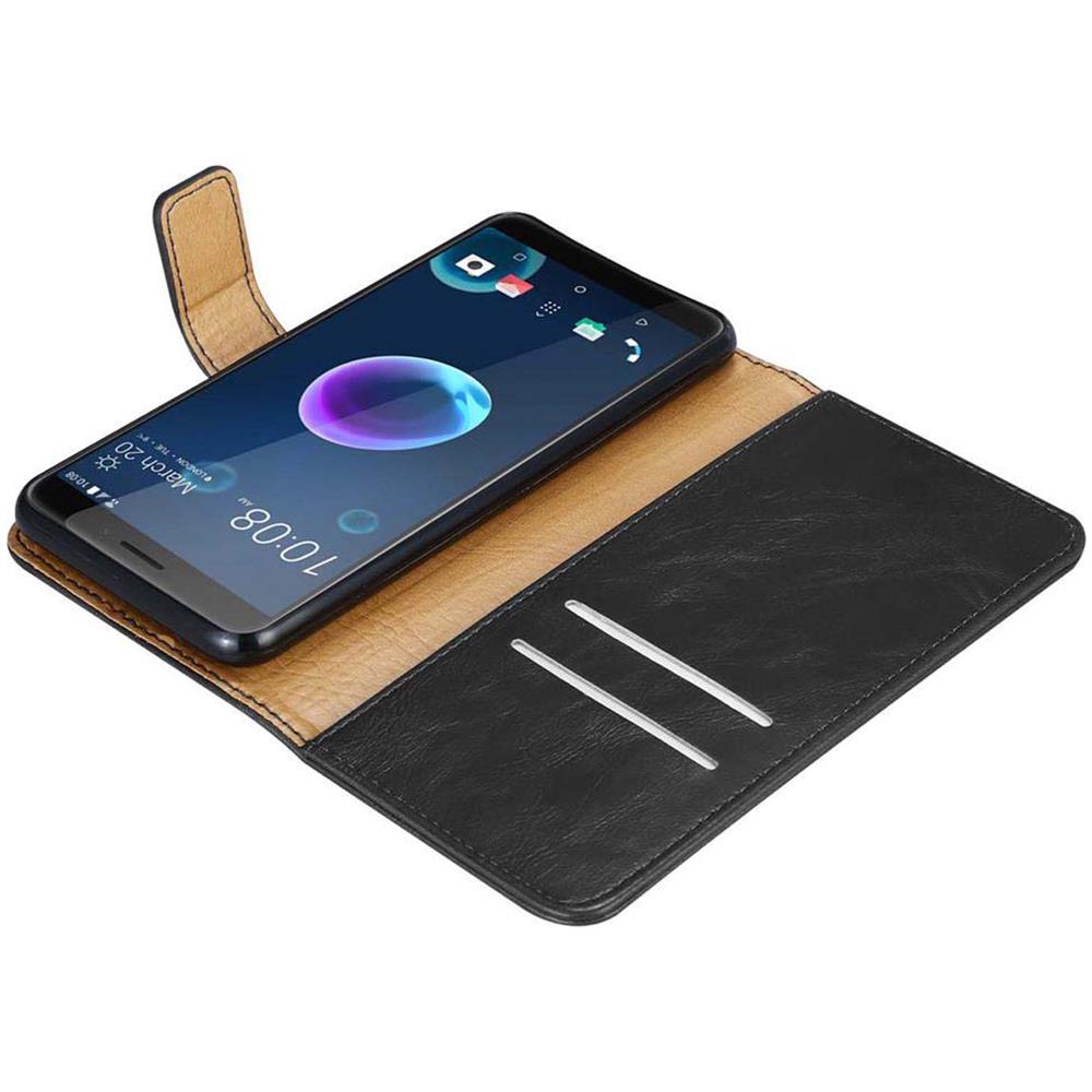 Custodia Compatibile Con Htc Desire 12 In Nero Grafite - Coperchio Protettiva Con Chiusura Magnetica, Funzione Stand E Tasca Per Le Carte - Foto 8