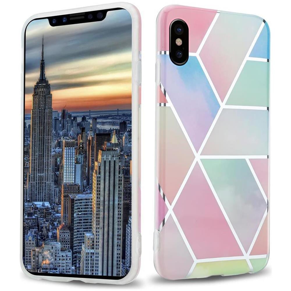Custodia Compatibile Con Apple Iphone X / Xs In Marmo Arcobaleno No. 11 - Coperchio Protettivo In Silicone Tpu Con Motivo A Mosaico - Foto 1