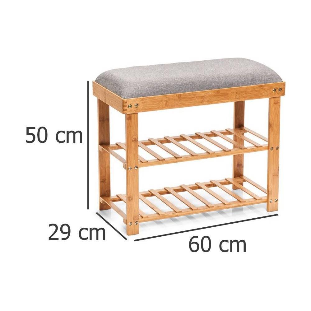 Armadio In Bambù Per Scarpe, Seduta Con Rack, Sgabello In Legno Per Corridoio. - Foto 2