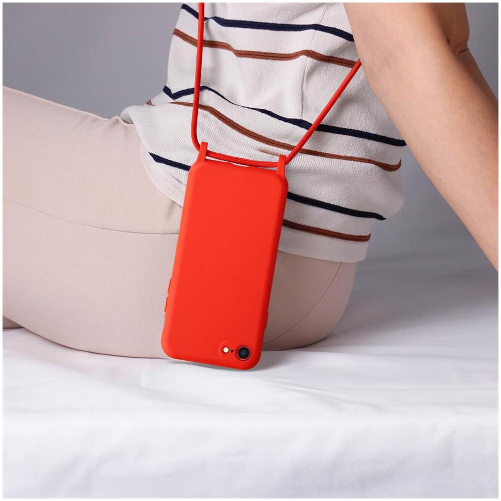 Cover Semirigida Per Iphone 7, 8, Se 2020/2022 Cordino Nylon 80 Cm Rossa - Foto 2