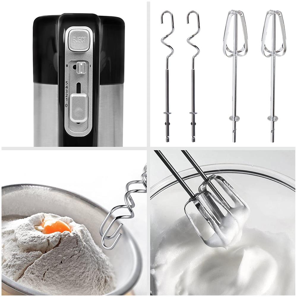 Hm3 Sbattitore Elettrico 300 W - Frusta Elettrica A Mano Con Base Per Accessori - 2 Fruste / 2 Ganci - 5 Velocità E Funzione Turbo - Ideale Per Dolci, Biscotti, Creme, Torte, Montare Uova - Foto 6