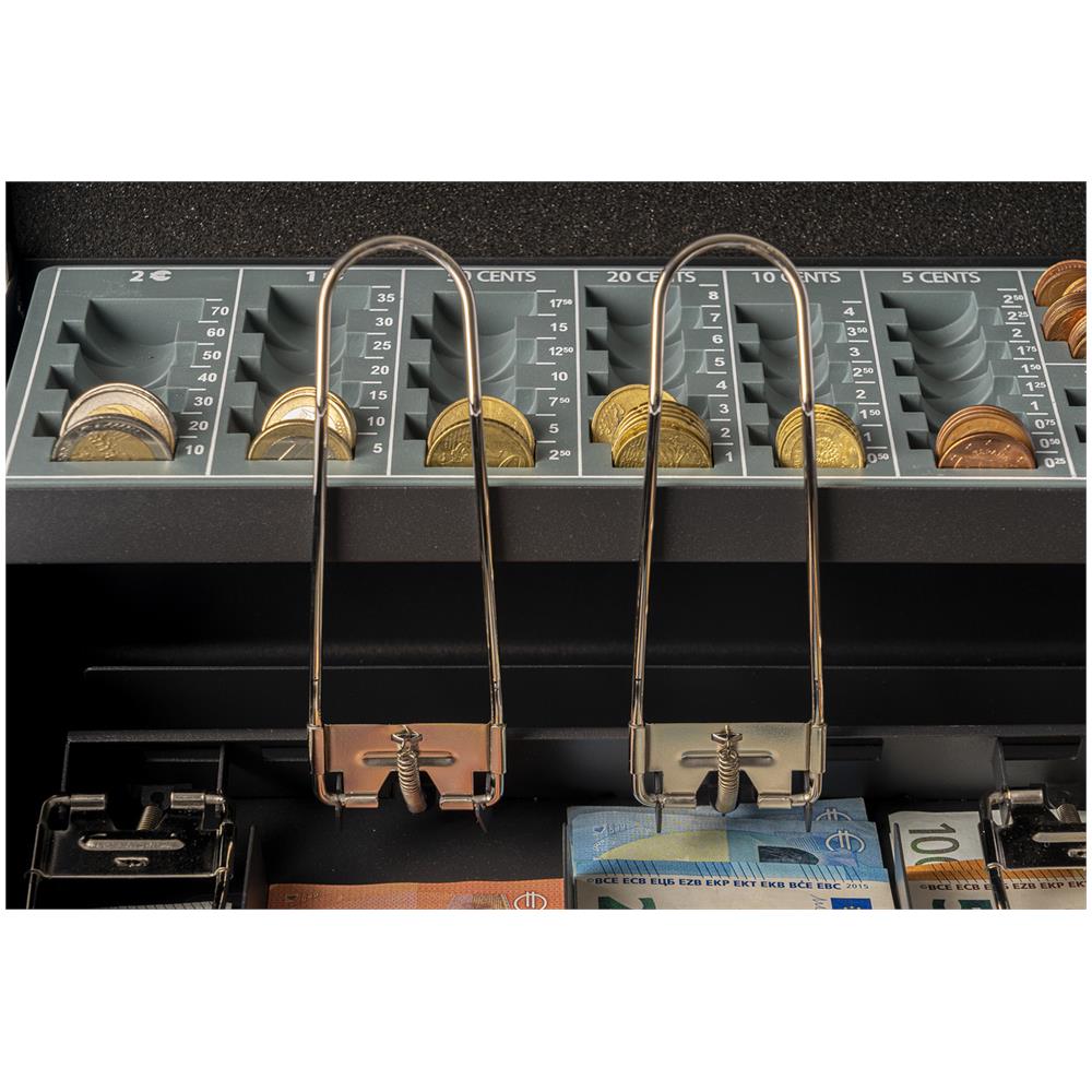 Cashier Clip C9244-eur Cassetta Di Sicurezza Con Chiave Per Trasportare Denaro | Cassetta Portavalori Con Vassoio Portamonete E Fermasoldi Banconote | Cassaforte Portatile Con Maniglia | Nero - Foto 2