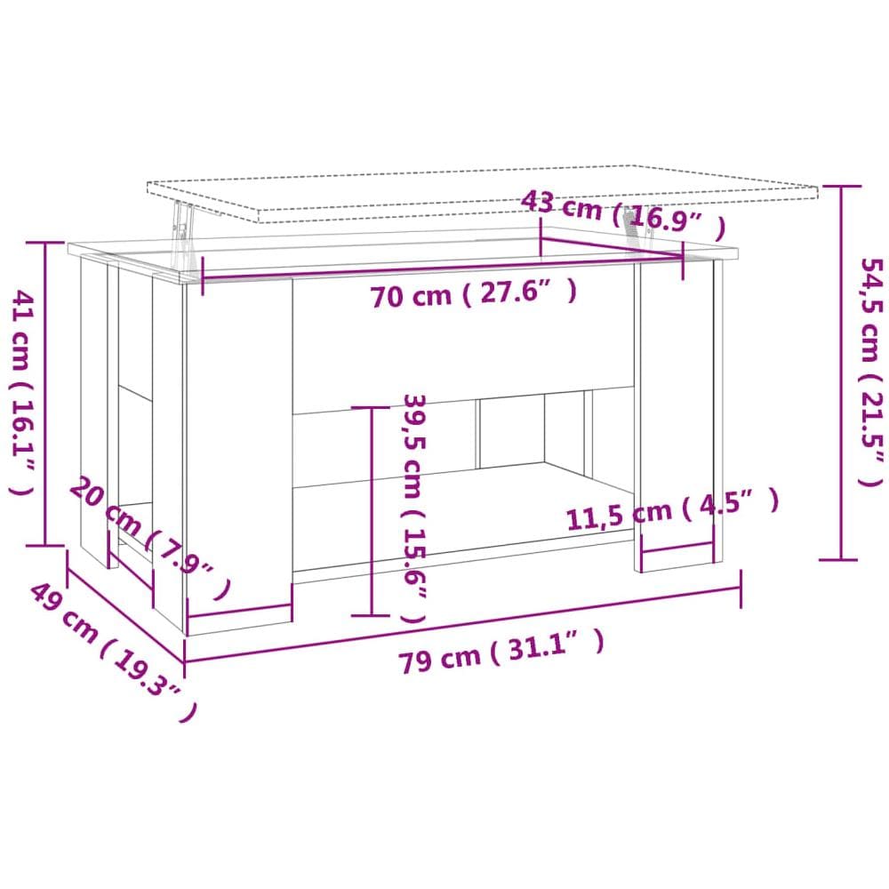 Tavolino Da Salotto Grigio Cemento 79x49x41cm Legno Multistrato - Foto 2