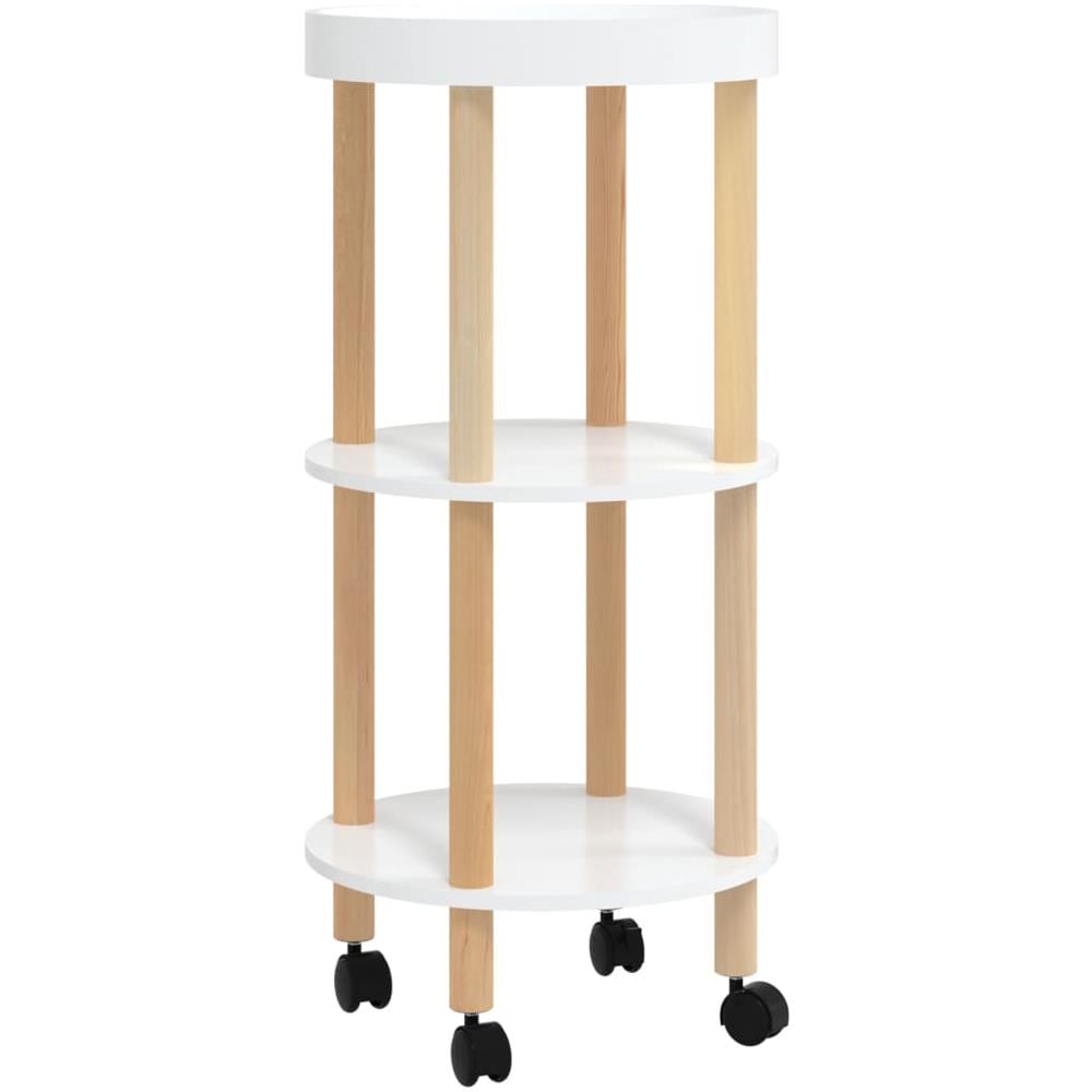 Carrello 3 Ripiani Bianco 38x38x82 Cm Legno Multistrato E Pino - Foto 2