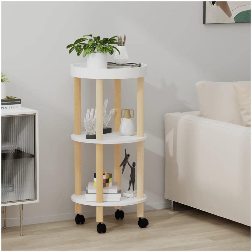 Carrello 3 Ripiani Bianco 38x38x82 Cm Legno Multistrato E Pino - Foto 1