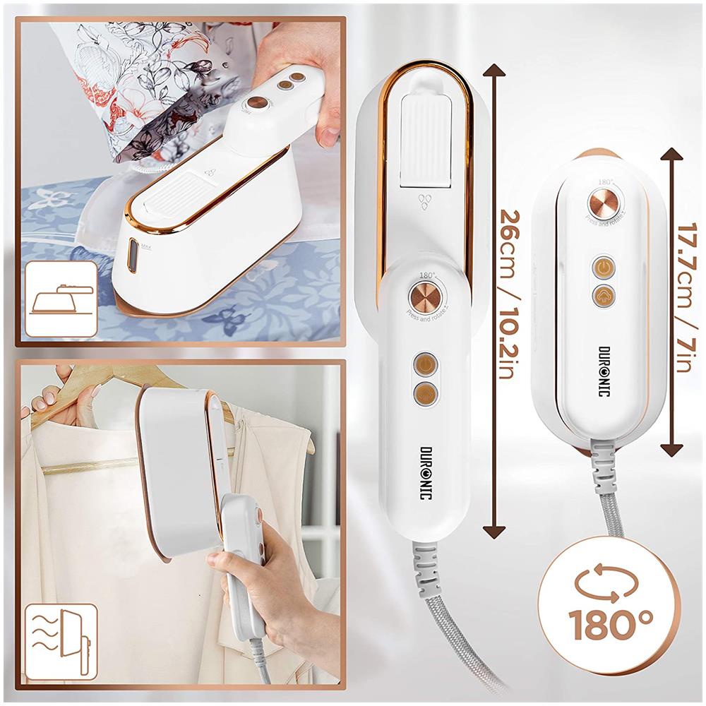 Hs90 We Ferro Da Stiro 2 In 1 | Ferro Da Stiro Verticale 1200 W | Impugnatura Pieghevole | Serbatoio 90 Ml | Mini-ferro Da Stiro Da Viaggio | Misurino, Custodia E Base Inclusi - Foto 2