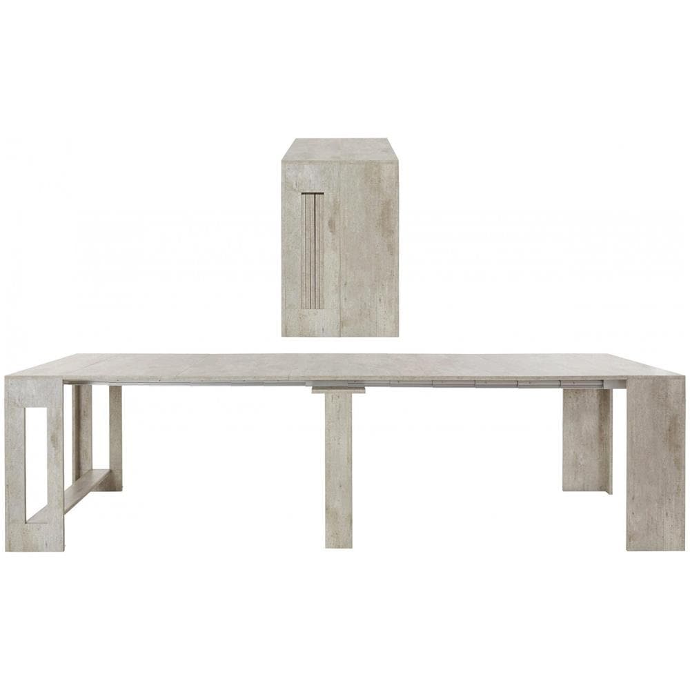 Tavolo Allungabile Martino, Consolle Allungabile Fino A 12 Posti, Tavolo Con Portallunghe, 100% Made In Italy, Cm 51/300x90h77, Bianco Lucido - Foto 4