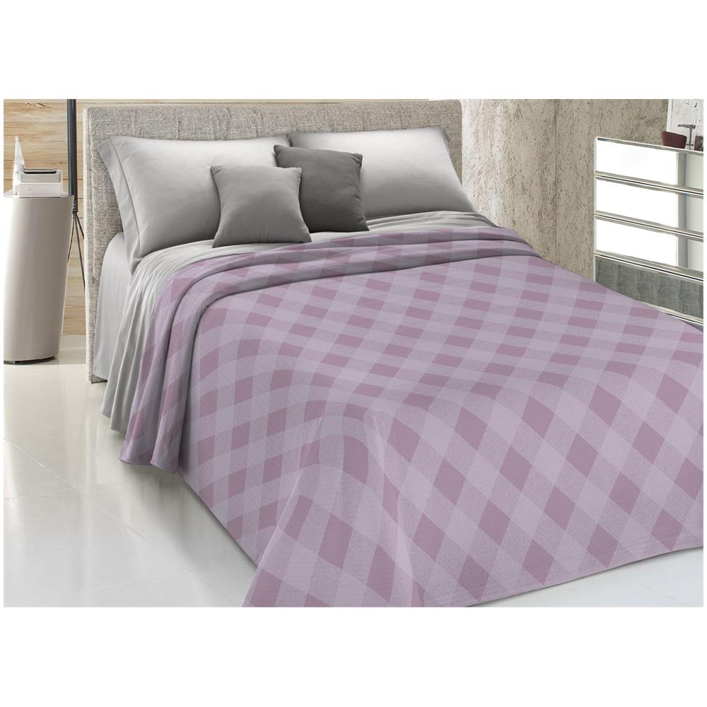 Copriletto Piquet Primavera Estate 100% Cotone Disegno Lovely Check Singolo Rosa - Foto 1