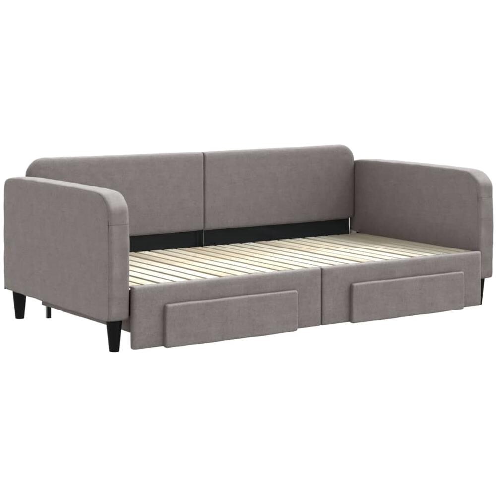 Divano Letto Estraibile Con Cassetti Tortora 100x200 Cm Tessuto - Foto 3