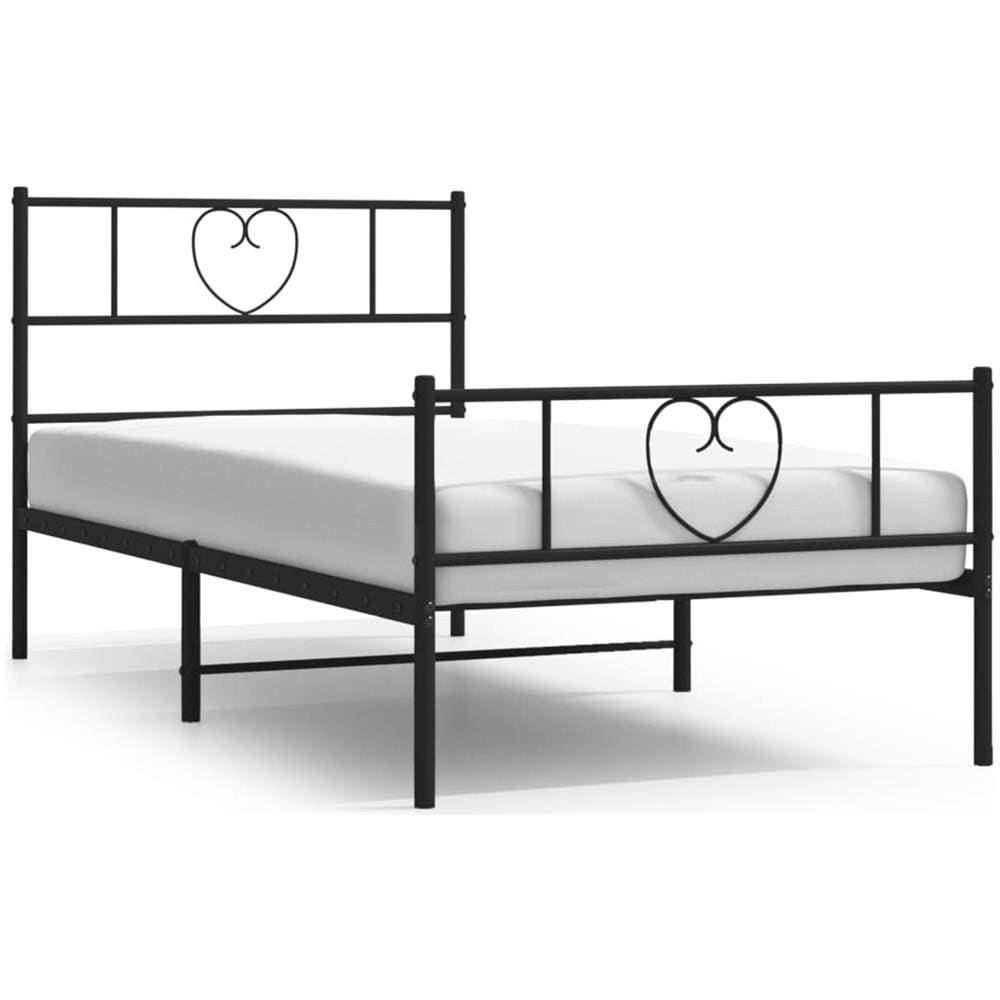 Giroletto Con Testiera E Pediera Metallo Nero 75x190 Cm - Foto 2