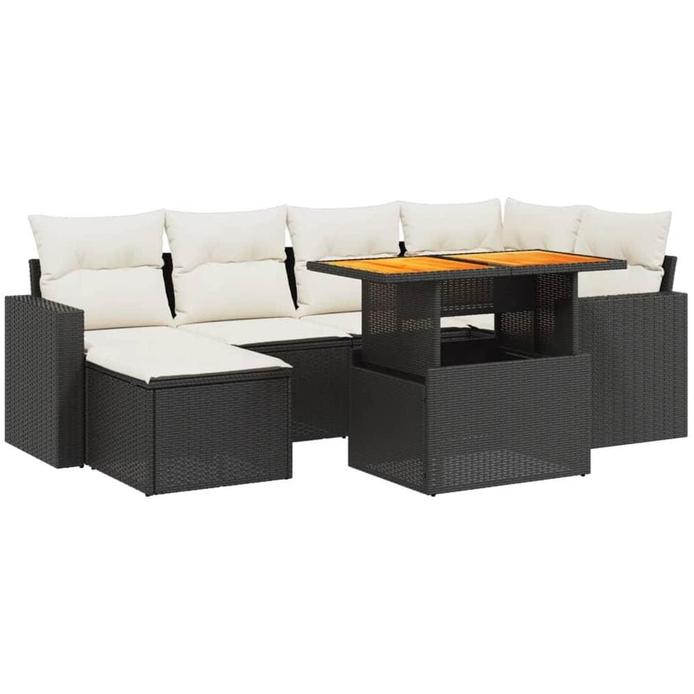 Set Divani da Giardino con Cuscini 7pz Nero Polyrattan - Foto 1