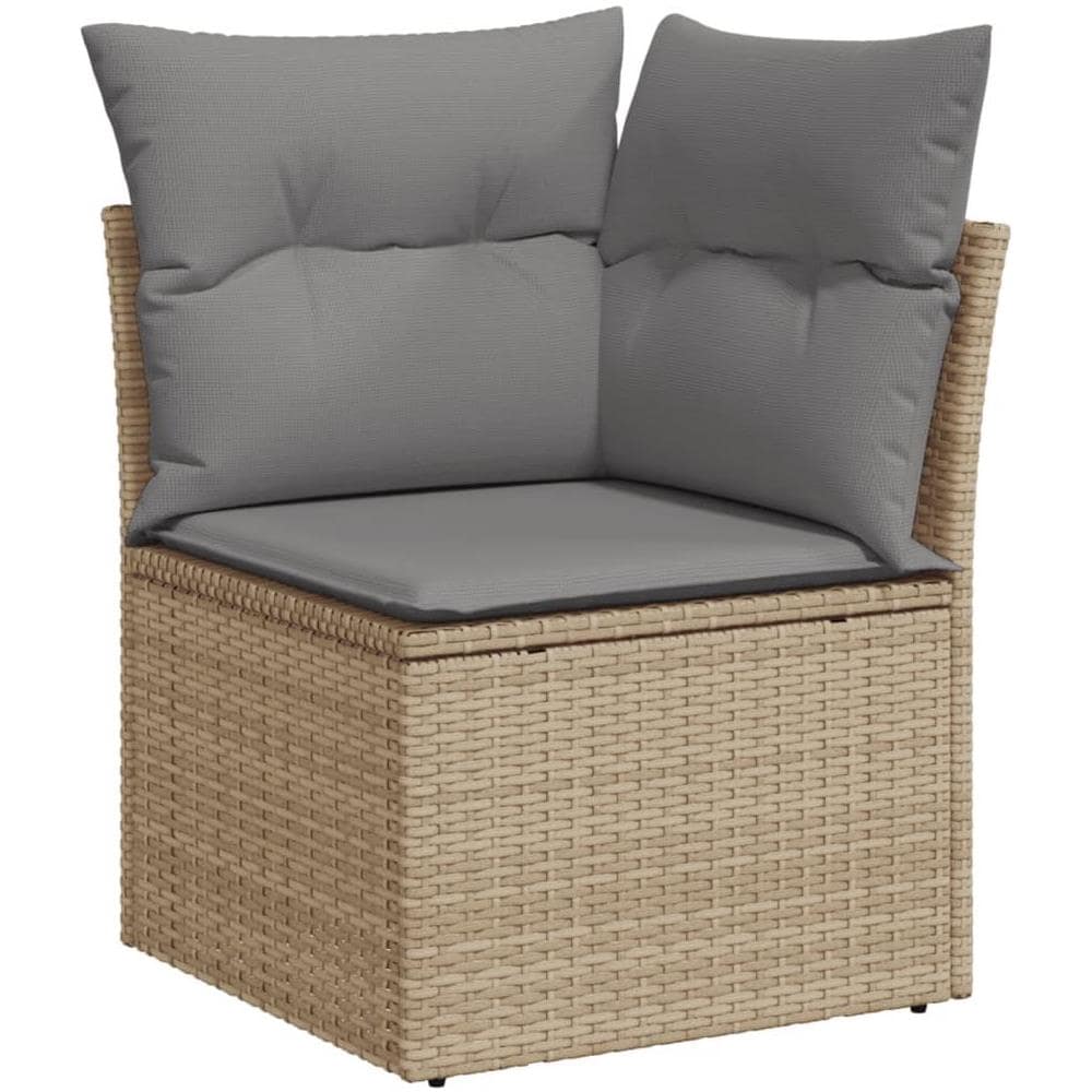 Divano Angolare da Giardino con Cuscini Beige in Polyrattan - Foto 1
