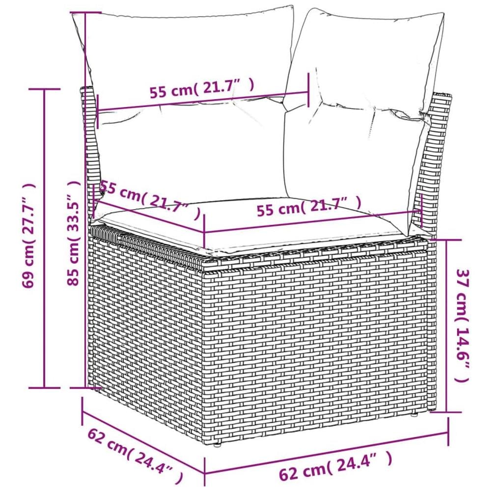 Divano Angolare da Giardino con Cuscini Beige in Polyrattan - Foto 9