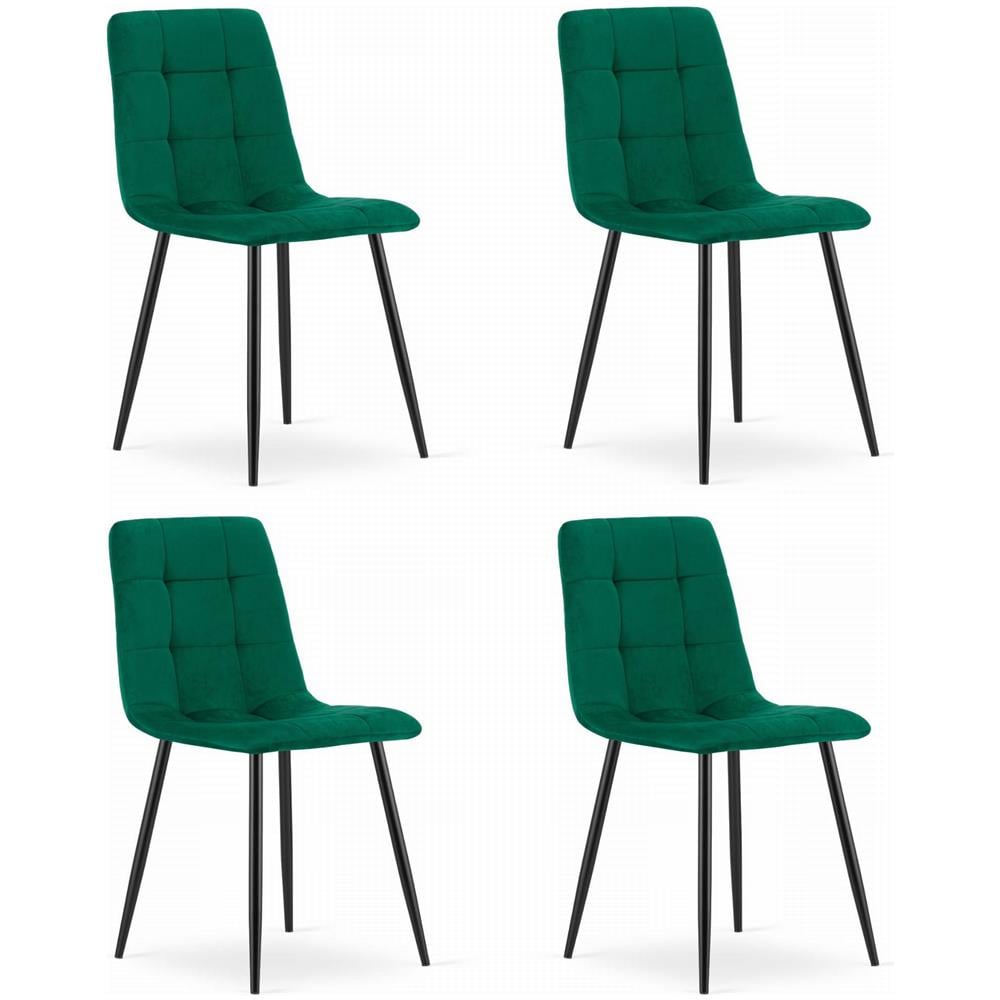 Sedia PYRA in velluto verde scuro, design moderno x4 - Foto 1