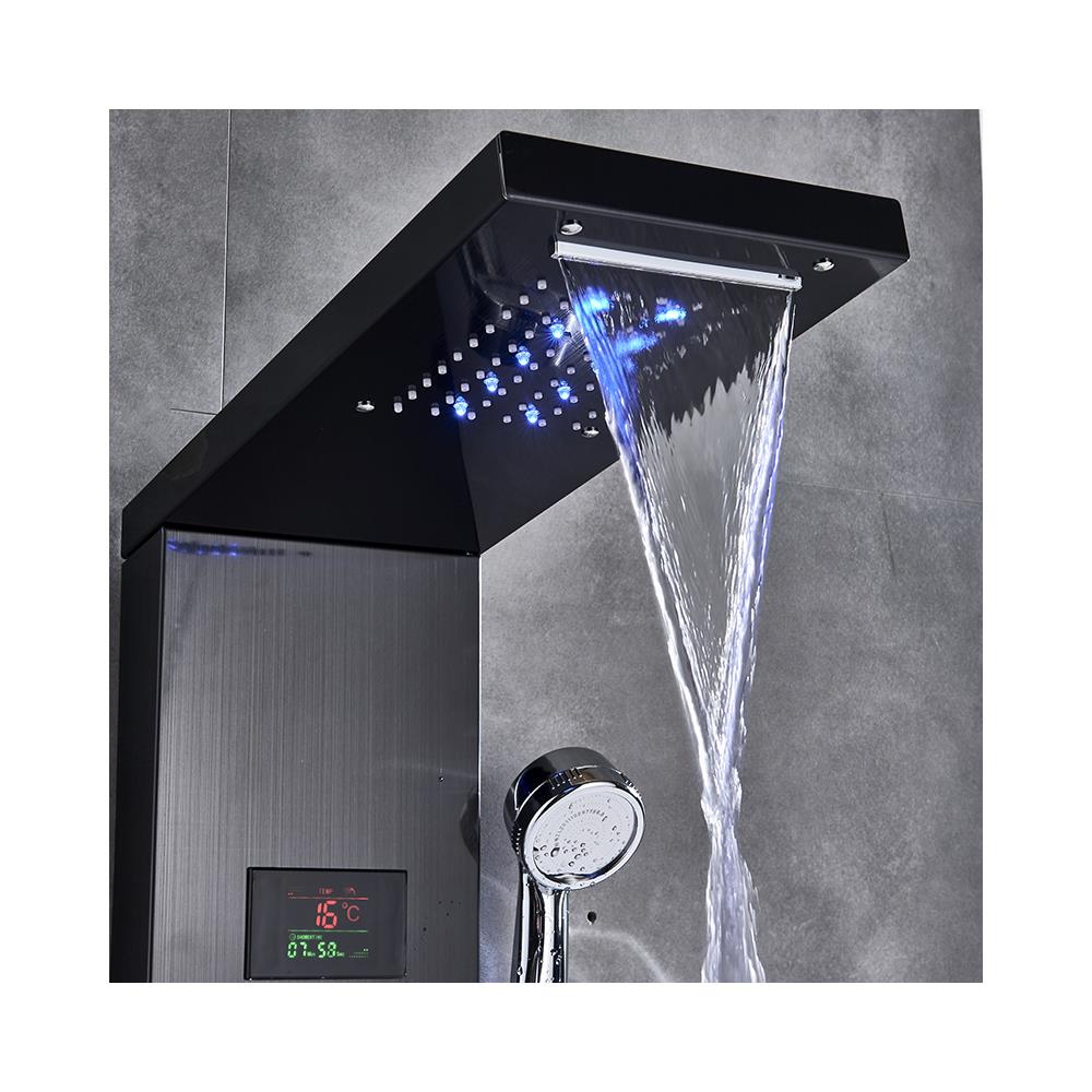 Pannello doccia, Blackswan, tipo M9001, modello nero con LED, display digitale, bocca e funzioni SPA, dimensioni 114 cm - Foto 4