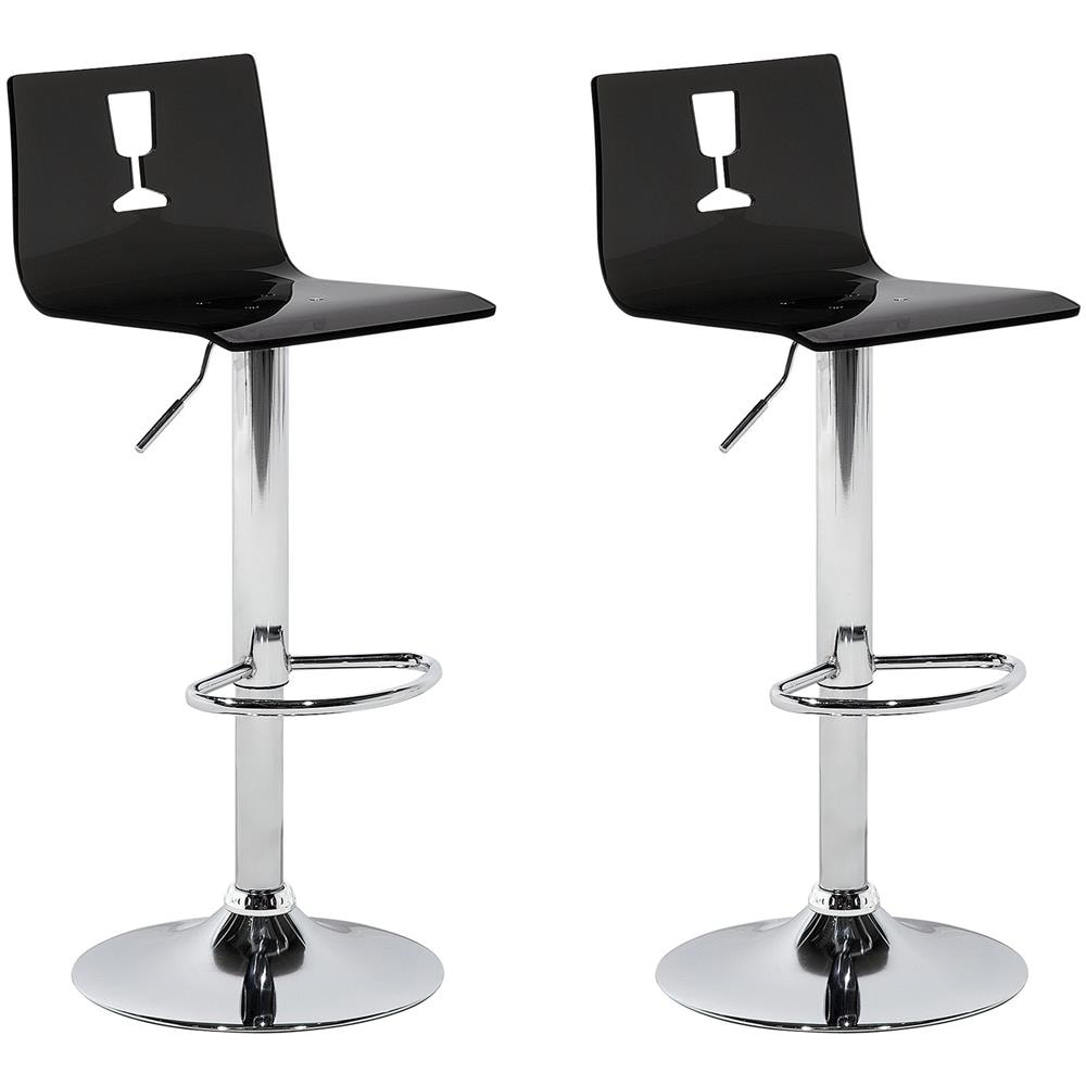 Set Di 2 Sgabelli Da Bar In Plastica Trasparente Color Nero Busan - Foto 1