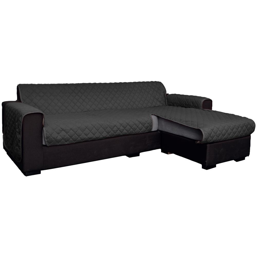 Copridivano Con Penisola Antimacchia Trapuntato Modello Star Colore Grigio Scuro 240cm Grigio Scuro - Foto 1