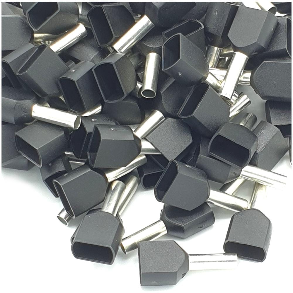 100pcs 1,5 Millimetri Nero Doppiù Ghiere Crimpatura Cavo Isolato Terminale Finale - Foto 1