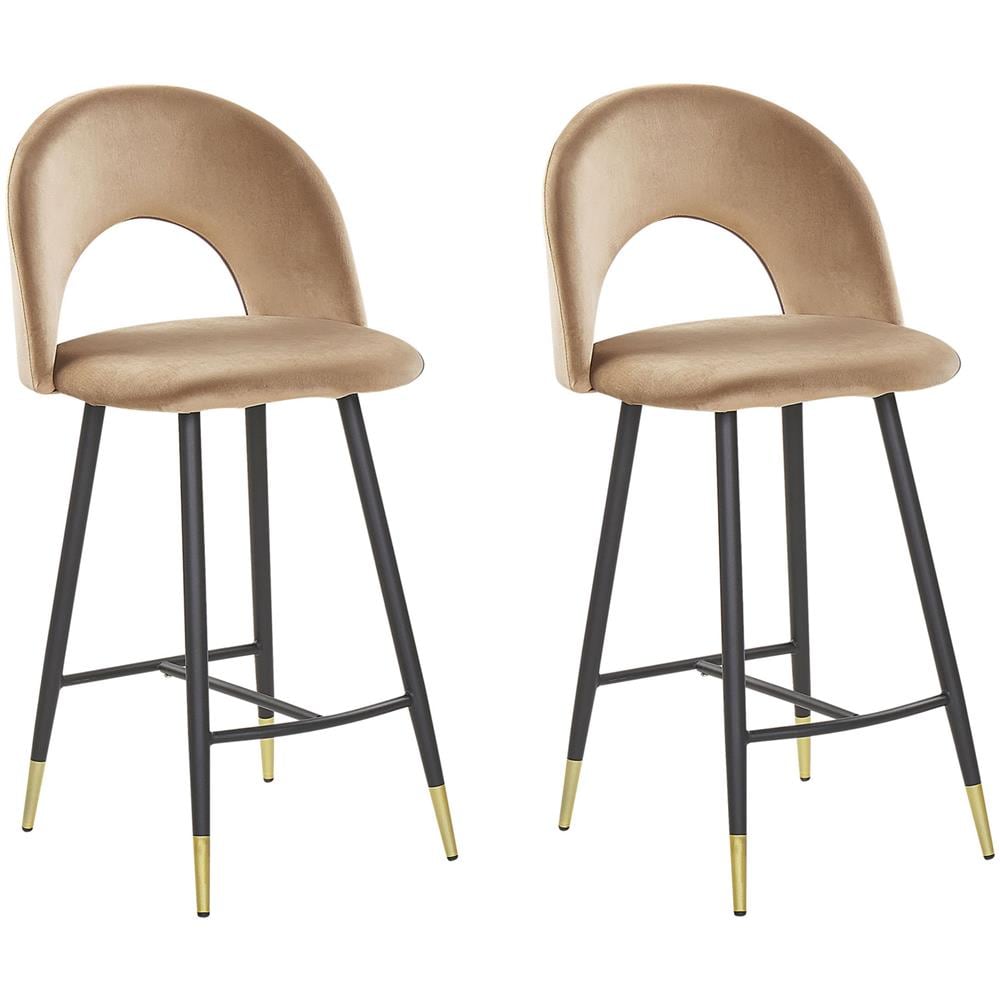 Set Di 2 Sgabelli Da Bar In Velluto Beige Falton - Foto 1