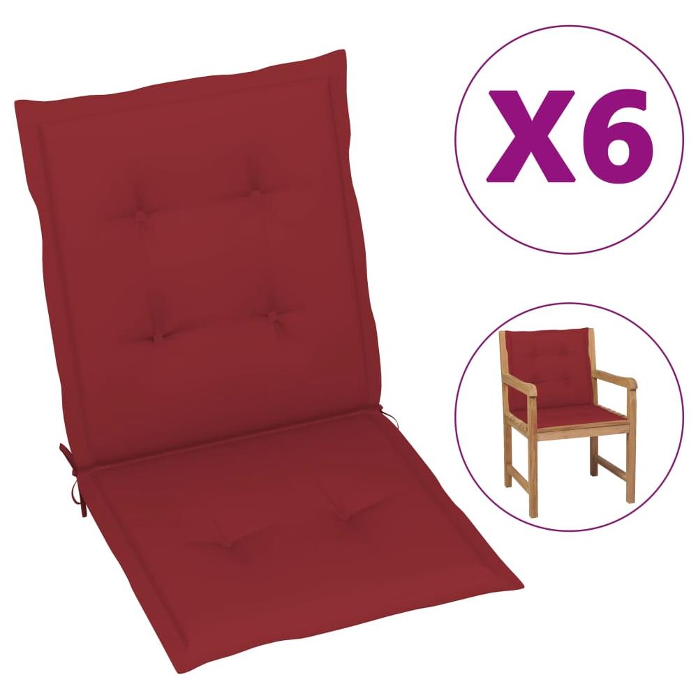 Cuscini Per Sedie Da Giardino 6 Pz Rosso Vino 100x50x4 Cm - Foto 1
