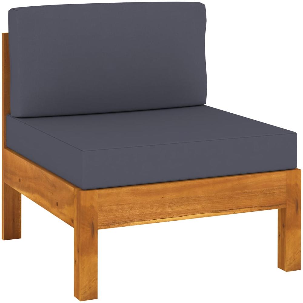 Set Divani Giardino 7 Posti Cuscini Grigi Scuro Massello Acacia - Foto 2