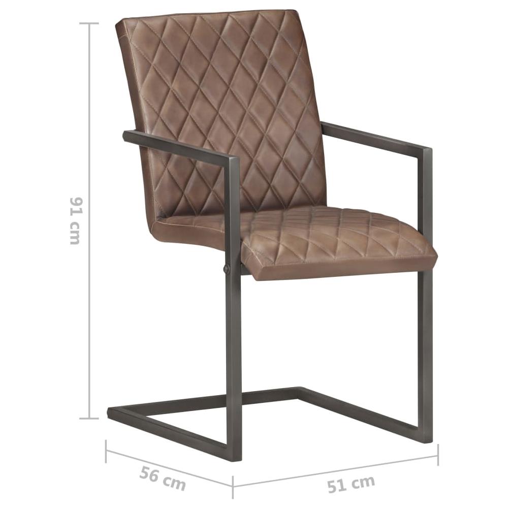 Sedie Da Pranzo A Sbalzo 4 Pz Marroni In Vera Pelle - Foto 7