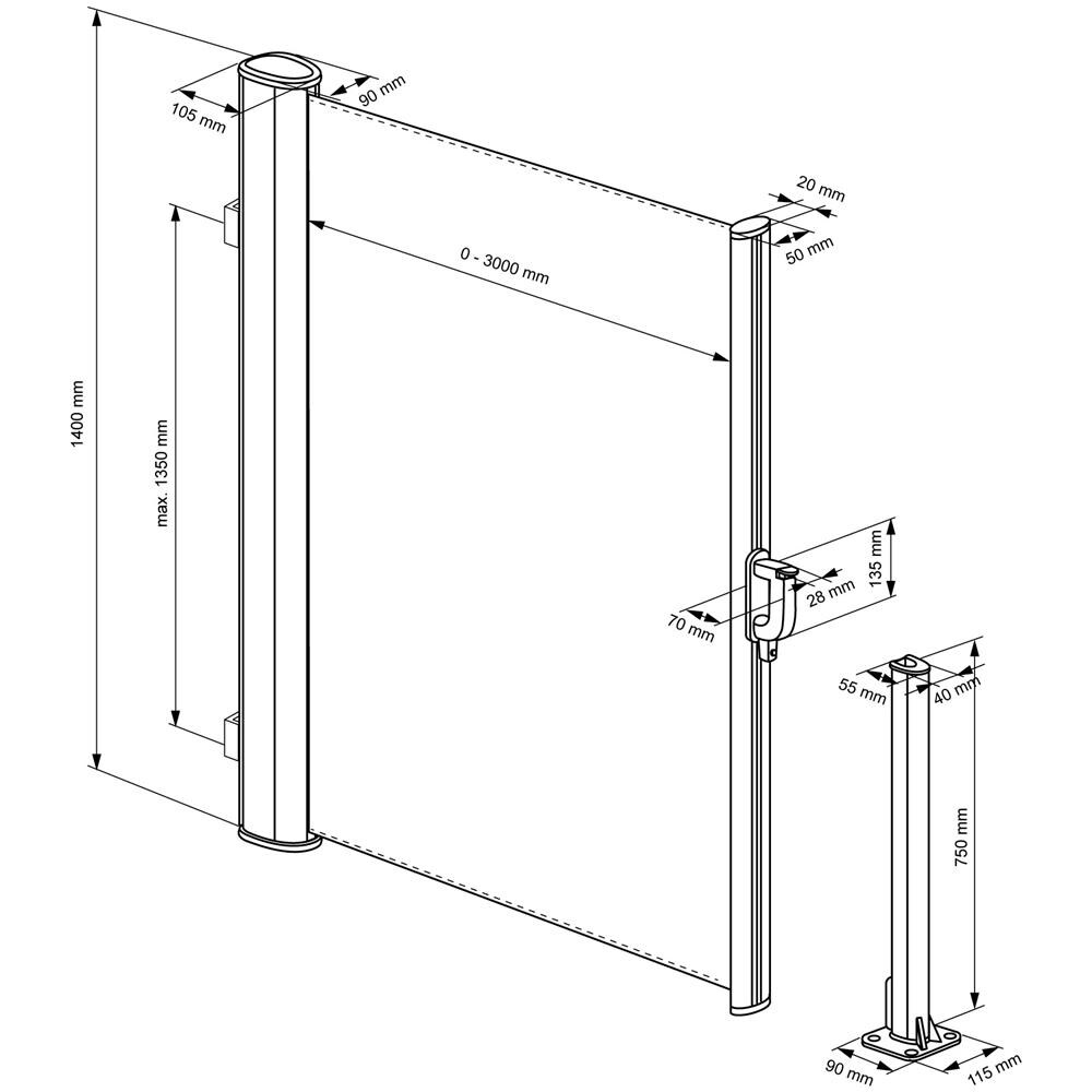 Windbreak Privacy Screen 1.4x3m Tenda Da Sole Laterale Antracite - Foto 8