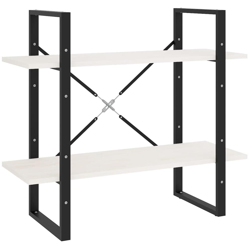 Libreria A 2 Ripiani Bianca 80x30x70 Cm In Massello Di Pino - Foto 1