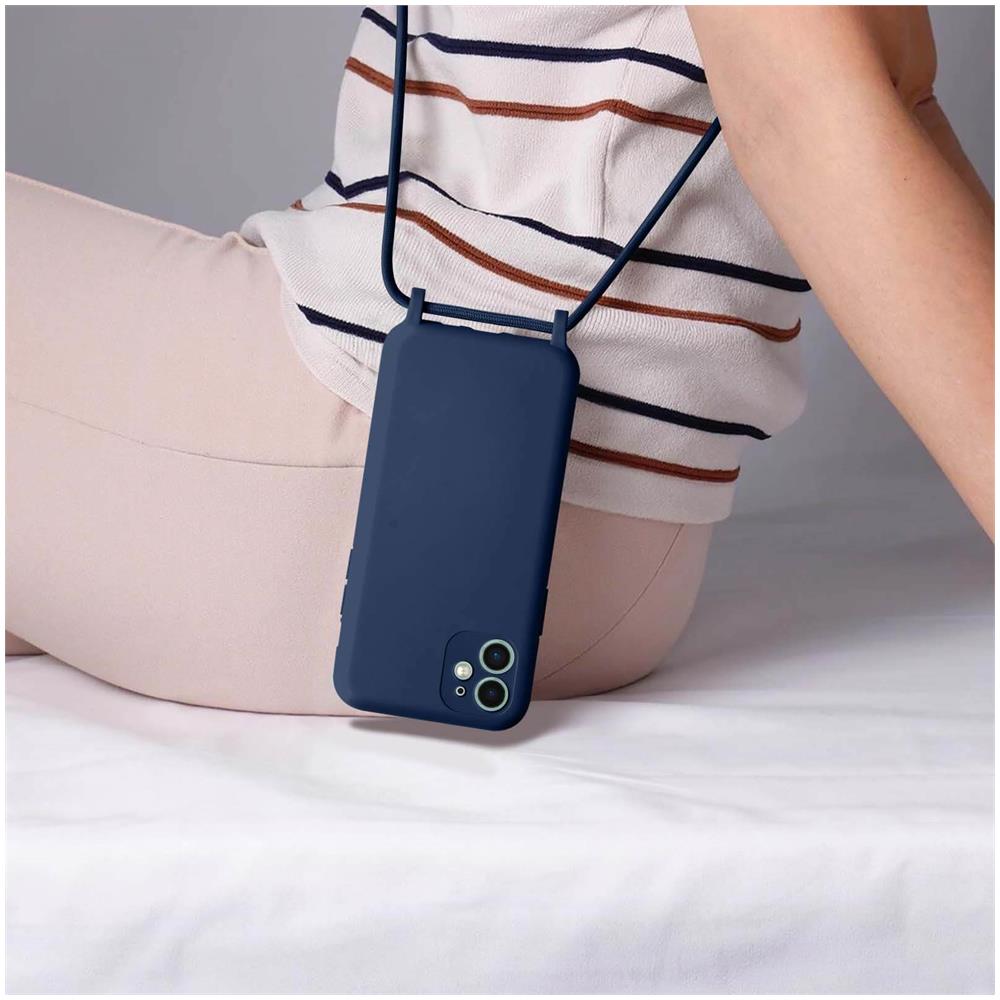 Cover Semirigida Per Iphone 11 Cordino Nylon Intrecciato 80 Cm Blu - Foto 2