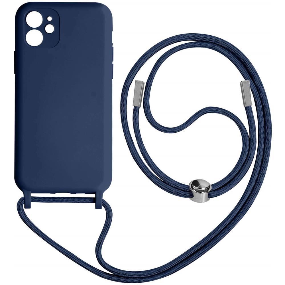 Cover Semirigida Per Iphone 11 Cordino Nylon Intrecciato 80 Cm Blu - Foto 1